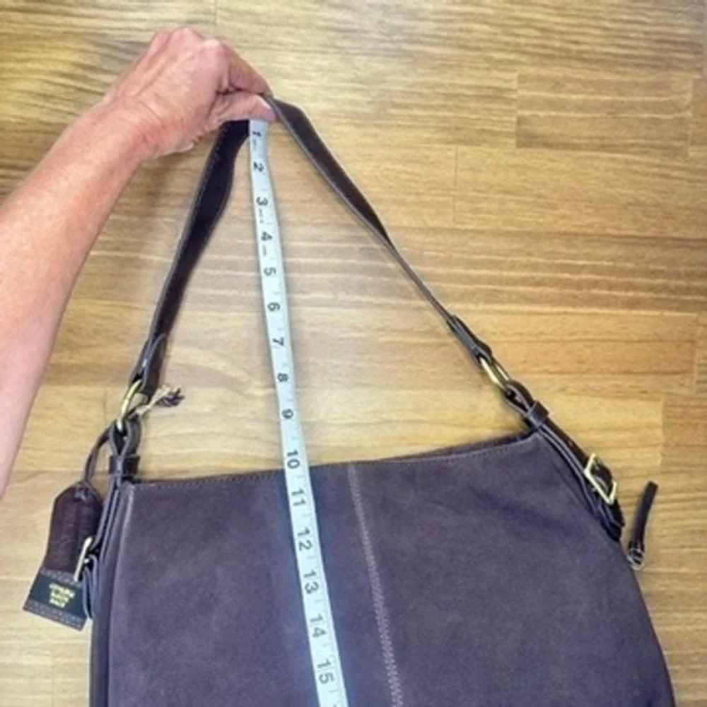 Chocolate Brown Genuine Suede Hobo Shoulder Bag Large Slouchy Purse NWT